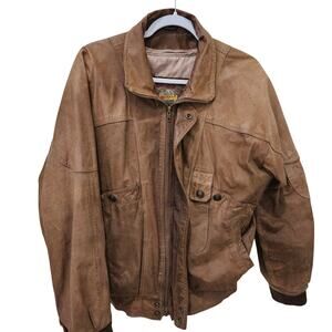 Men's Removable Insulation  Leather Bomber Coat by Aventure Bound, Size Small